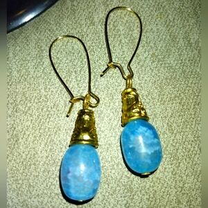 NEW! Unique Dragon Vein Blue and Gold Earrings